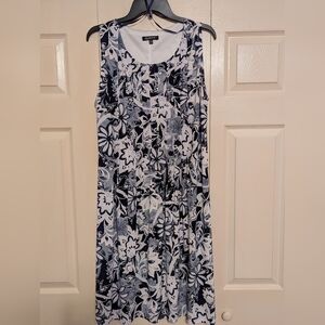 Blue & white knee length dress